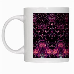 Boho Magenta Black Pattern White Mugs by SpinnyChairDesigns