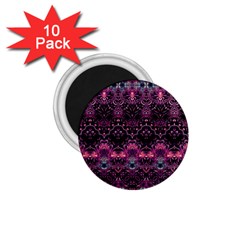 Boho Magenta Black Pattern 1 75  Magnets (10 Pack)  by SpinnyChairDesigns