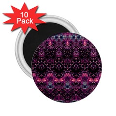 Boho Magenta Black Pattern 2 25  Magnets (10 Pack)  by SpinnyChairDesigns