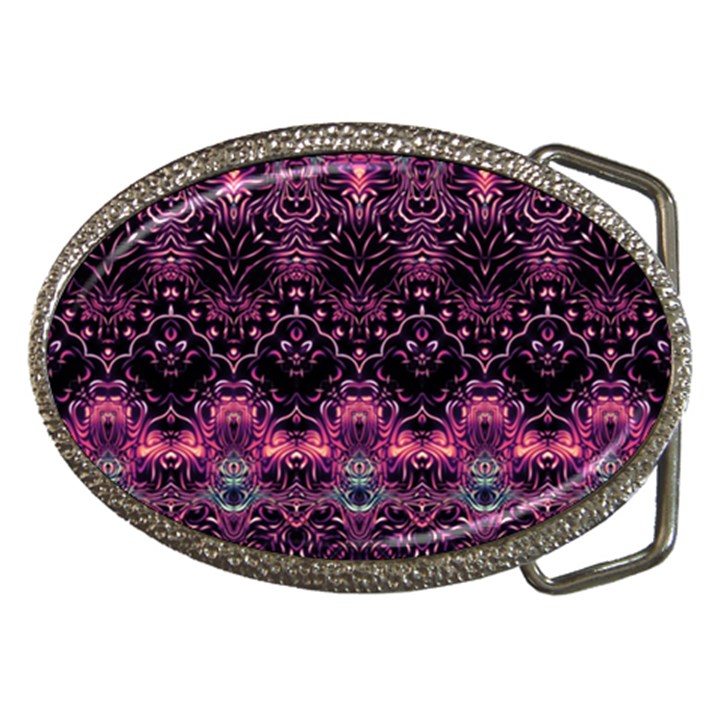 Boho Magenta Black Pattern Belt Buckles