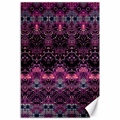 Boho Magenta Black Pattern Canvas 12  X 18  by SpinnyChairDesigns