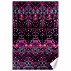 Boho Magenta Black Pattern Canvas 24  X 36  by SpinnyChairDesigns