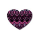 Boho Magenta Black Pattern Heart Coaster (4 pack)  Front