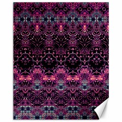 Boho Magenta Black Pattern Canvas 11  X 14  by SpinnyChairDesigns