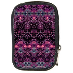 Boho Magenta Black Pattern Compact Camera Leather Case