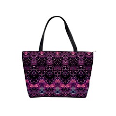 Boho Magenta Black Pattern Classic Shoulder Handbag by SpinnyChairDesigns