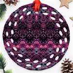 Boho Magenta Black Pattern Round Filigree Ornament (Two Sides) Front