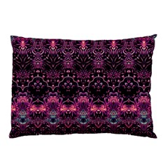 Boho Magenta Black Pattern Pillow Case (two Sides) by SpinnyChairDesigns