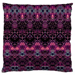 Boho Magenta Black Pattern Large Cushion Case (one Side) by SpinnyChairDesigns