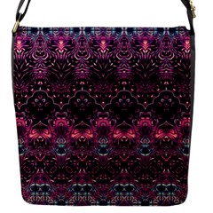 Boho Magenta Black Pattern Flap Closure Messenger Bag (s) by SpinnyChairDesigns