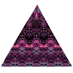 Boho Magenta Black Pattern Wooden Puzzle Triangle by SpinnyChairDesigns