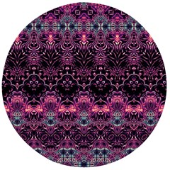 Boho Magenta Black Pattern Wooden Bottle Opener (round) by SpinnyChairDesigns