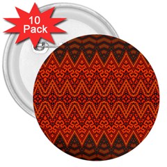 Boho Rust Orange Brown Pattern 3  Buttons (10 Pack)  by SpinnyChairDesigns