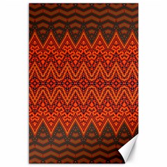 Boho Rust Orange Brown Pattern Canvas 12  X 18  by SpinnyChairDesigns