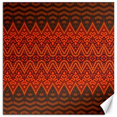 Boho Rust Orange Brown Pattern Canvas 16  X 16  by SpinnyChairDesigns