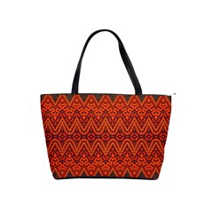 Boho Rust Orange Brown Pattern Classic Shoulder Handbag by SpinnyChairDesigns