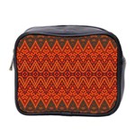 Boho Rust Orange Brown Pattern Mini Toiletries Bag (Two Sides) Front