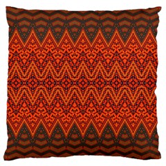 Boho Rust Orange Brown Pattern Large Cushion Case (two Sides) by SpinnyChairDesigns