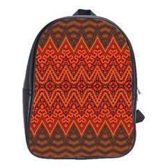 Boho Rust Orange Brown Pattern School Bag (xl) by SpinnyChairDesigns