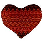 Boho Rust Orange Brown Pattern Large 19  Premium Heart Shape Cushions Back