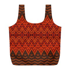 Boho Rust Orange Brown Pattern Full Print Recycle Bag (l) by SpinnyChairDesigns