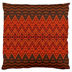 Boho Rust Orange Brown Pattern Large Flano Cushion Case (two Sides) by SpinnyChairDesigns