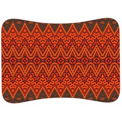 Boho Rust Orange Brown Pattern Velour Seat Head Rest Cushion by SpinnyChairDesigns