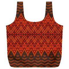 Boho Rust Orange Brown Pattern Full Print Recycle Bag (xxl) by SpinnyChairDesigns