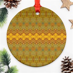 Boho Old Gold Pattern Ornament (round) by SpinnyChairDesigns