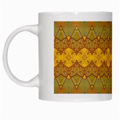 Boho Old Gold Pattern White Mugs