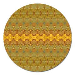 Boho Old Gold Pattern Magnet 5  (round) by SpinnyChairDesigns