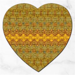 Boho Old Gold Pattern Jigsaw Puzzle (Heart)