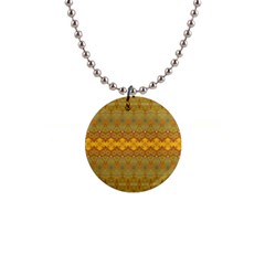 Boho Old Gold Pattern 1  Button Necklace by SpinnyChairDesigns