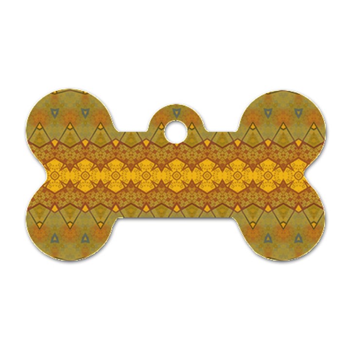 Boho Old Gold Pattern Dog Tag Bone (Two Sides)