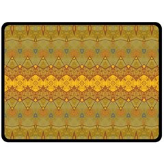 Boho Old Gold Pattern Fleece Blanket (large)  by SpinnyChairDesigns