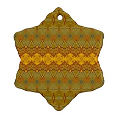 Boho Old Gold Pattern Ornament (snowflake) by SpinnyChairDesigns