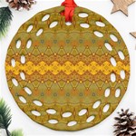 Boho Old Gold Pattern Round Filigree Ornament (Two Sides) Front