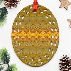 Boho Old Gold Pattern Ornament (oval Filigree) by SpinnyChairDesigns