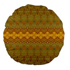 Boho Old Gold Pattern Large 18  Premium Round Cushions by SpinnyChairDesigns