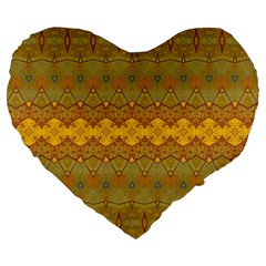 Boho Old Gold Pattern Large 19  Premium Heart Shape Cushions by SpinnyChairDesigns