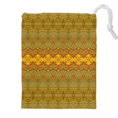 Boho Old Gold Pattern Drawstring Pouch (4xl) by SpinnyChairDesigns