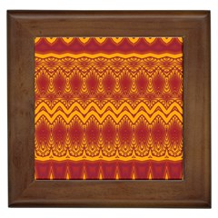 Boho Red Gold Pattern Framed Tile by SpinnyChairDesigns