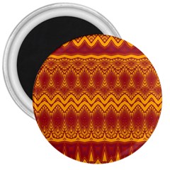 Boho Red Gold Pattern 3  Magnets by SpinnyChairDesigns