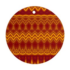 Boho Red Gold Pattern Ornament (round) by SpinnyChairDesigns