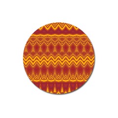 Boho Red Gold Pattern Magnet 3  (round) by SpinnyChairDesigns