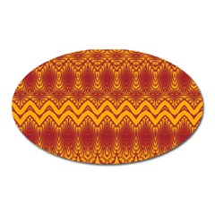 Boho Red Gold Pattern Oval Magnet by SpinnyChairDesigns