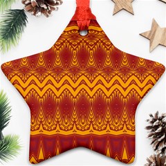 Boho Red Gold Pattern Star Ornament (two Sides) by SpinnyChairDesigns