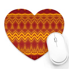 Boho Red Gold Pattern Heart Mousepads by SpinnyChairDesigns