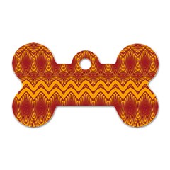 Boho Red Gold Pattern Dog Tag Bone (one Side) by SpinnyChairDesigns