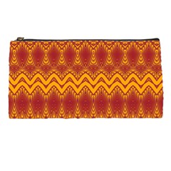 Boho Red Gold Pattern Pencil Case by SpinnyChairDesigns